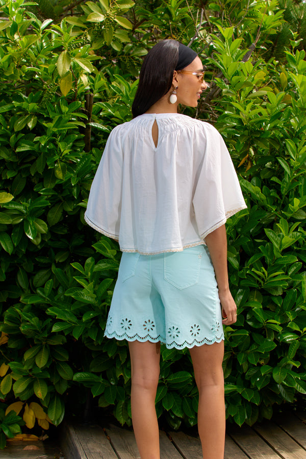 Color:Vert eau, Short Céleste Broderie Anglaise - Vue 4 - Place du Jour