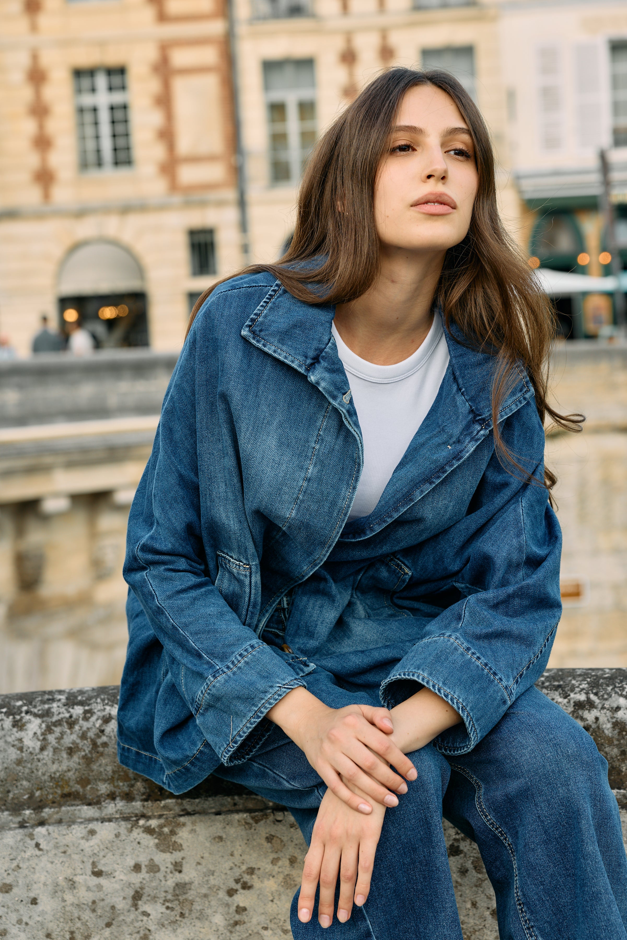 Jean bleu,Veste Axelle oversize en jean - Veste femme - Place du jour Jean bleu,Veste Axelle oversize en jean - Veste femme - Place du jour