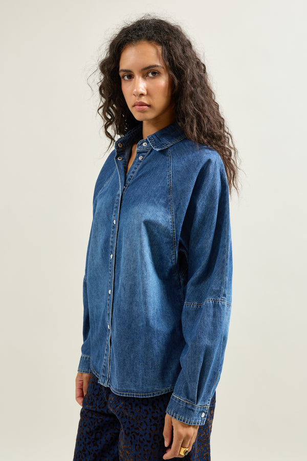 Color:Jean bleu, Chemise en Jean Oversize - Vue 6 - Place du Jour