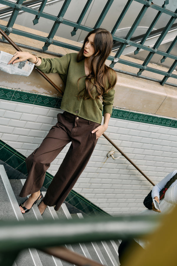 Color:Choco, Pantalon chino loose