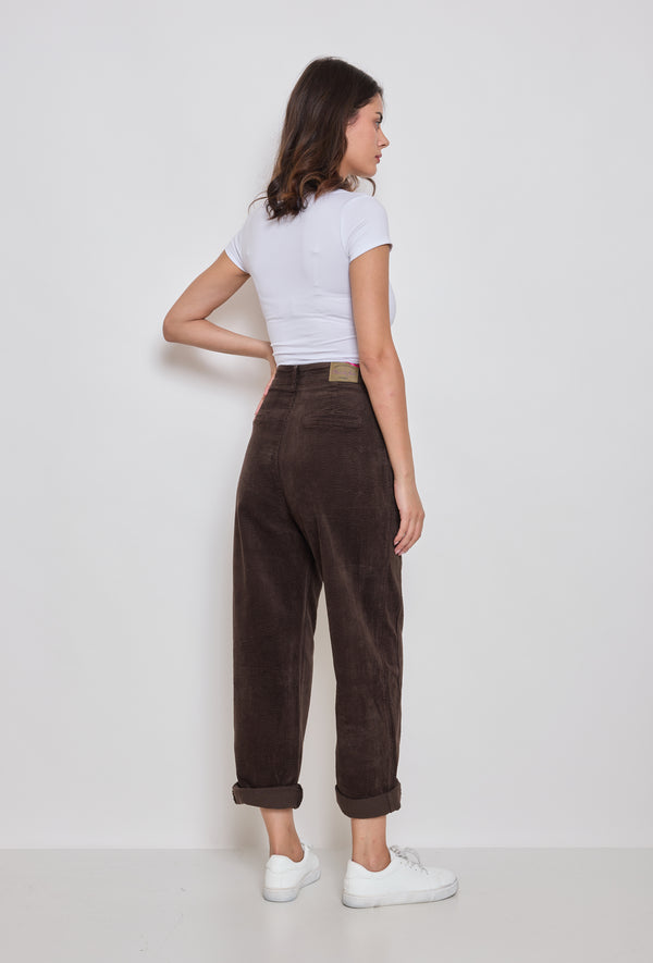 Color:Choco,Pantalon ballon velours Élise - Pantalon femme - Place du jour