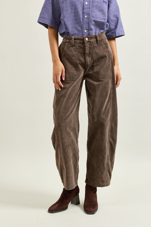 Color:Choco, Pantalon Cargo Velours Côtelé - Vue 4 - Place du Jour