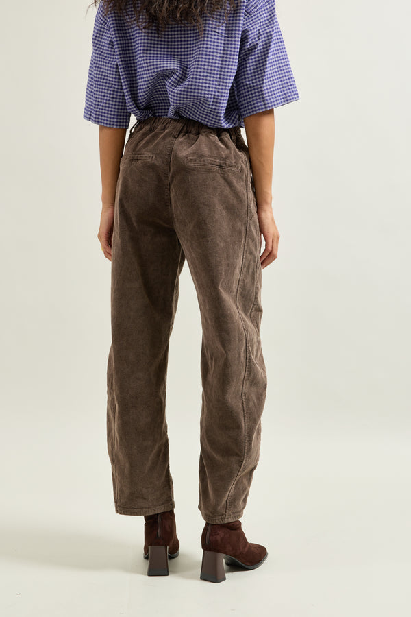 Color:Choco, Pantalon Cargo Velours Côtelé - Vue 5 - Place du Jour