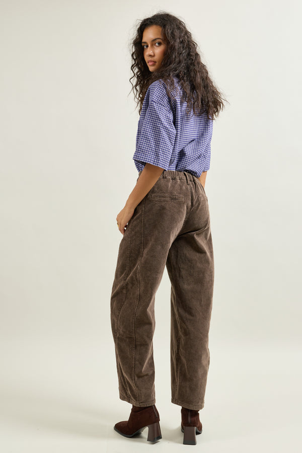 Color:Choco, Pantalon Cargo Velours Côtelé - Vue 6 - Place du Jour