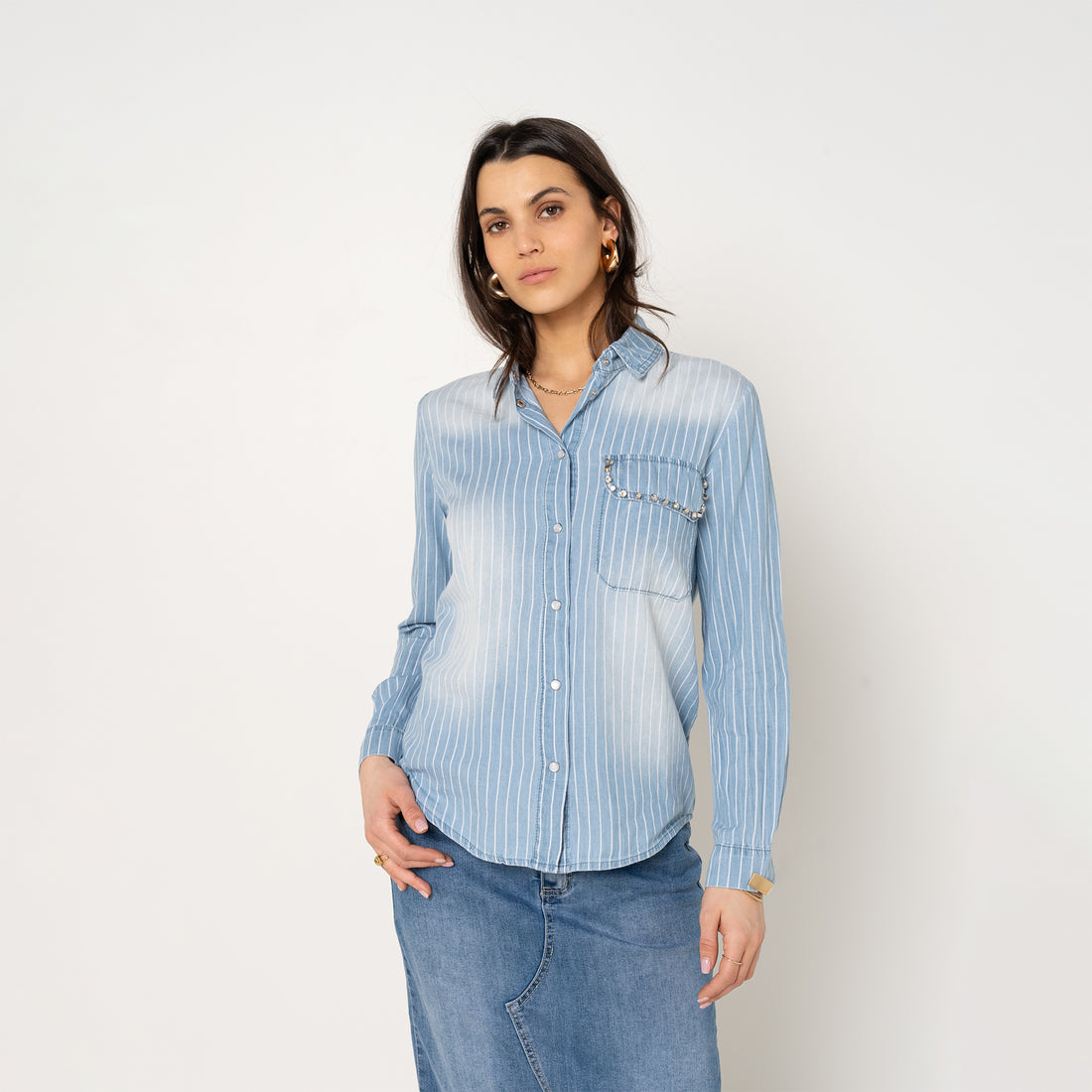 Chemise Élodie rayée & poche bijoux Chemise Élodie rayée & poche bijoux