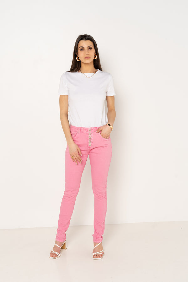 Pantalon Boyfriend à Boutons Fantaisies Argentés Été