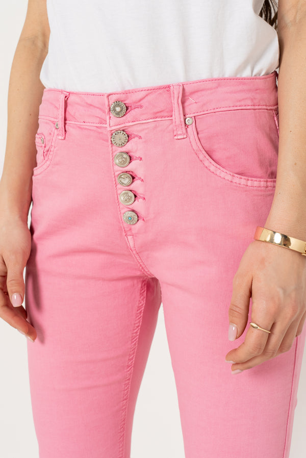 Pantalon Boyfriend à Boutons Fantaisies Argentés Été