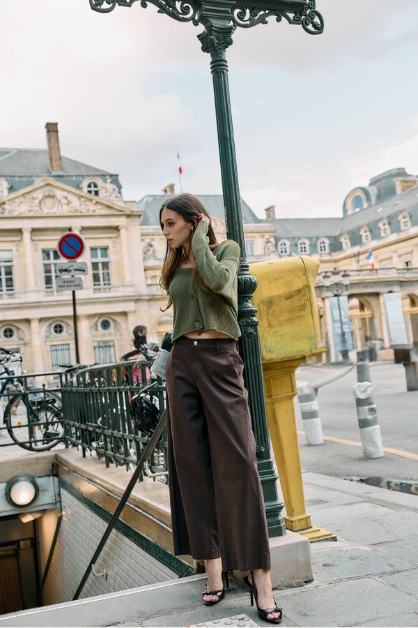 Color:Choco, Pantalon chino loose