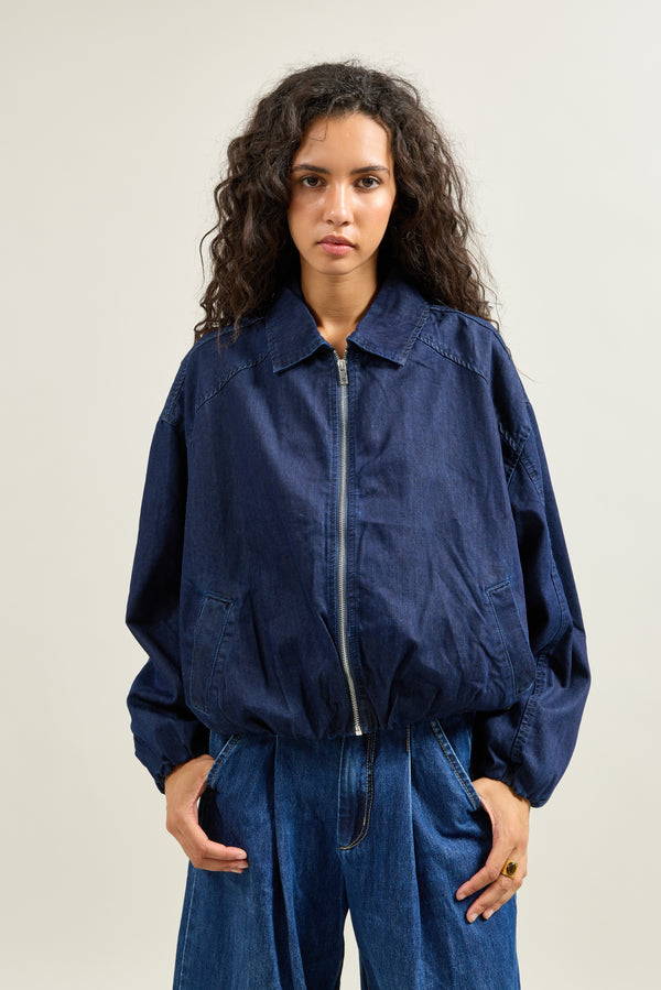 Color:Jeans bleu, Veste Bomber - Vue 7 - Place du Jour