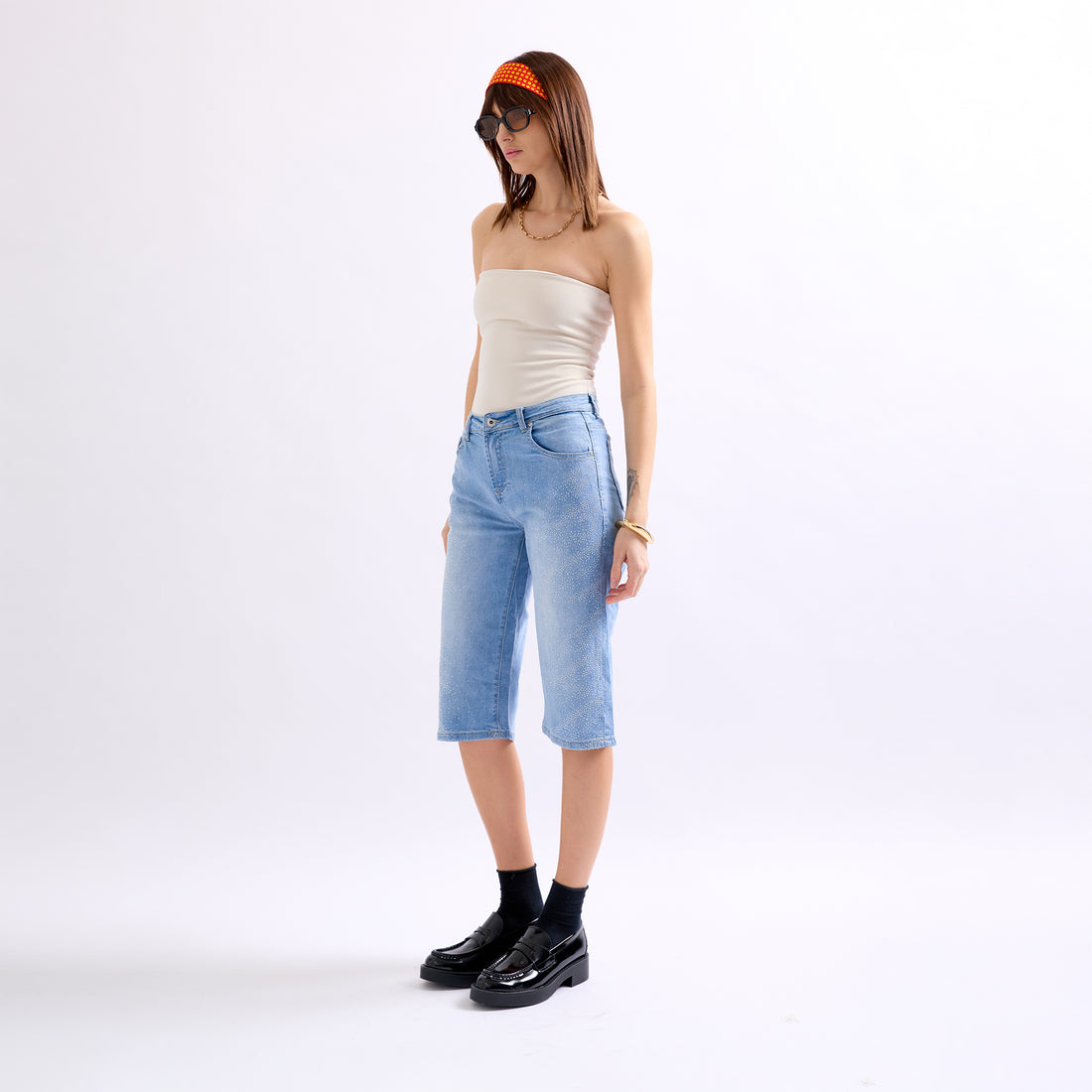Pantacourt Strass en Jean Pantacourt Strass en Jean