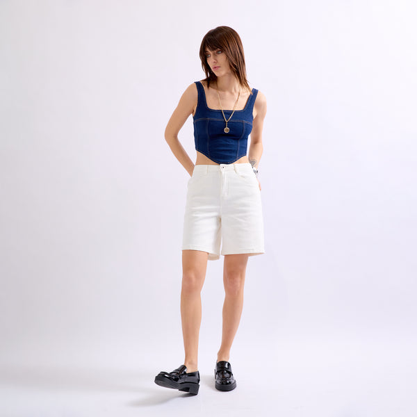 Color:Ecru,Short Capucine - Brillant Frangé - Jean Femme - Place du Jour