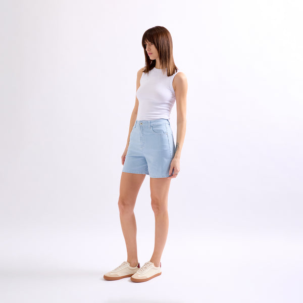 Color:Bleu ciel,short raye place du jour