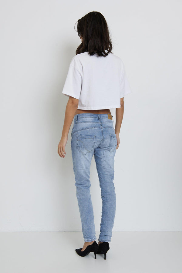 Color: Jean bleu clair, Jean Boyfriend Taille Haute - Jean Femme - Place du jour