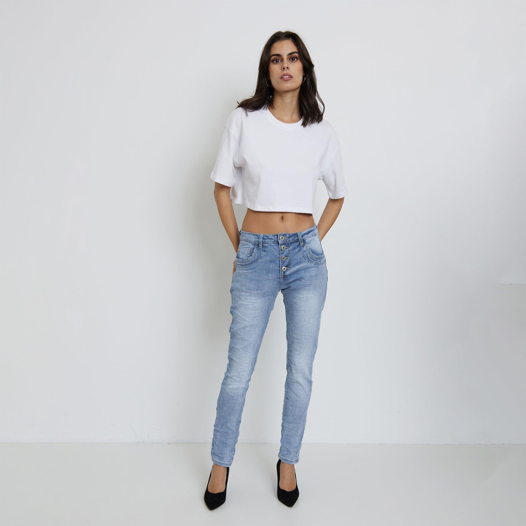 Jean bleu clair, Jean Boyfriend Taille Haute - Jean Femme - Place du jour Jean bleu clair, Jean Boyfriend Taille Haute - Jean Femme - Place du jour