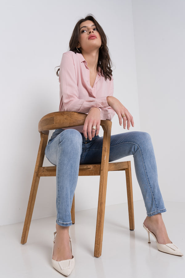 Color:Jean bleu clair,Jean Boyfriend taille haute boutons dorés - Jean femme - Place du jour