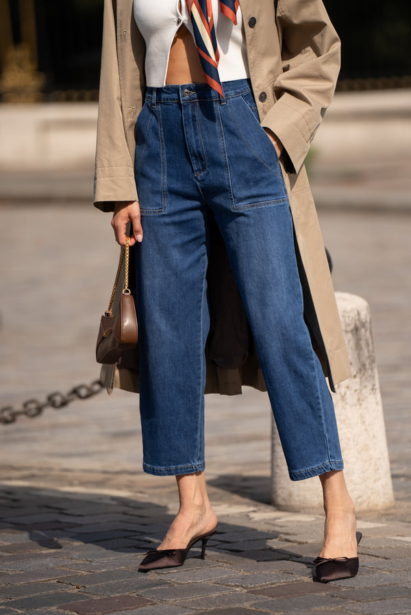 Color:Jean bleu fonce,Jean Jeanne Bleu Femme - Place du Jour