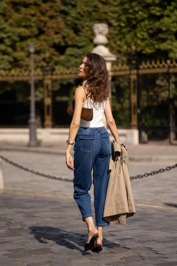 Color:Jean bleu fonce,Jean Jeanne Bleu Femme - Place du Jour