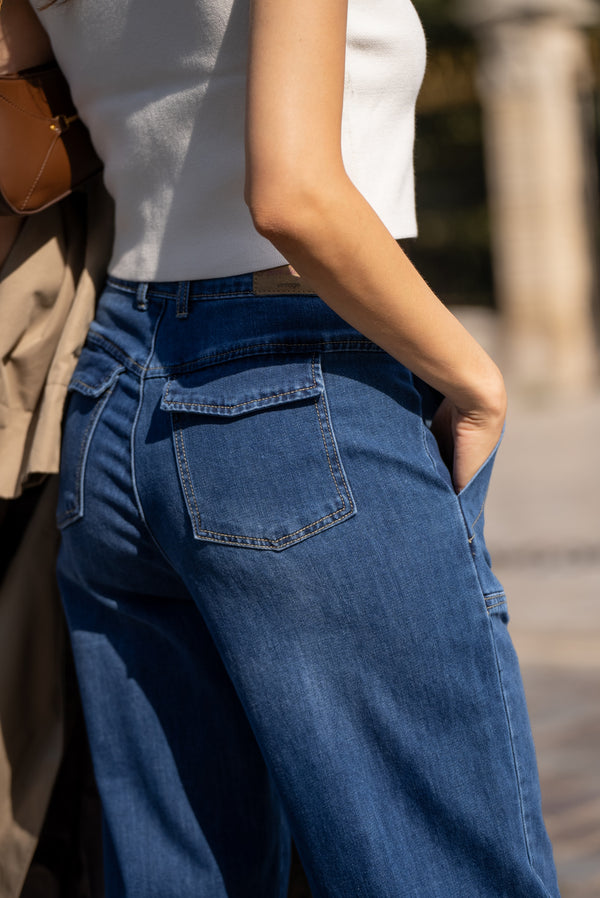 Color:Jean bleu fonce,Jean Jeanne Bleu Femme - Place du Jour