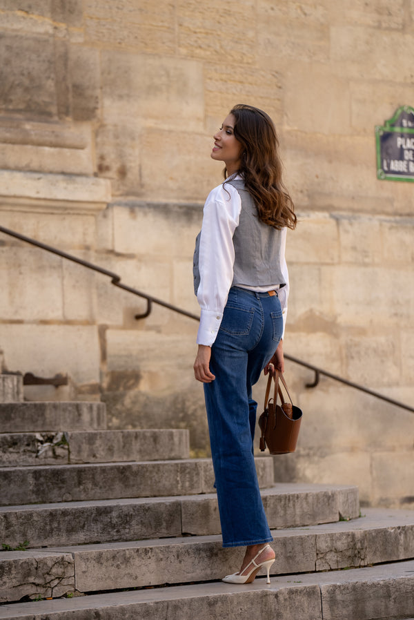 Color:Jean bleu fonce,Jean Vintage Coupe Large - Jean Femme - Place du jour
