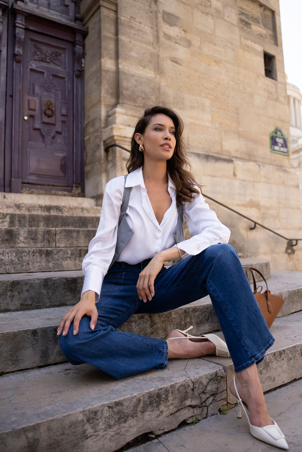 Color:Jean bleu fonce,Jean Vintage Coupe Large - Jean Femme - Place du jour
