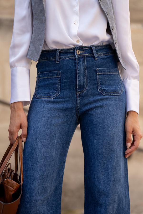 Color:Jean bleu fonce,Jean Vintage Coupe Large - Jean Femme - Place du jour