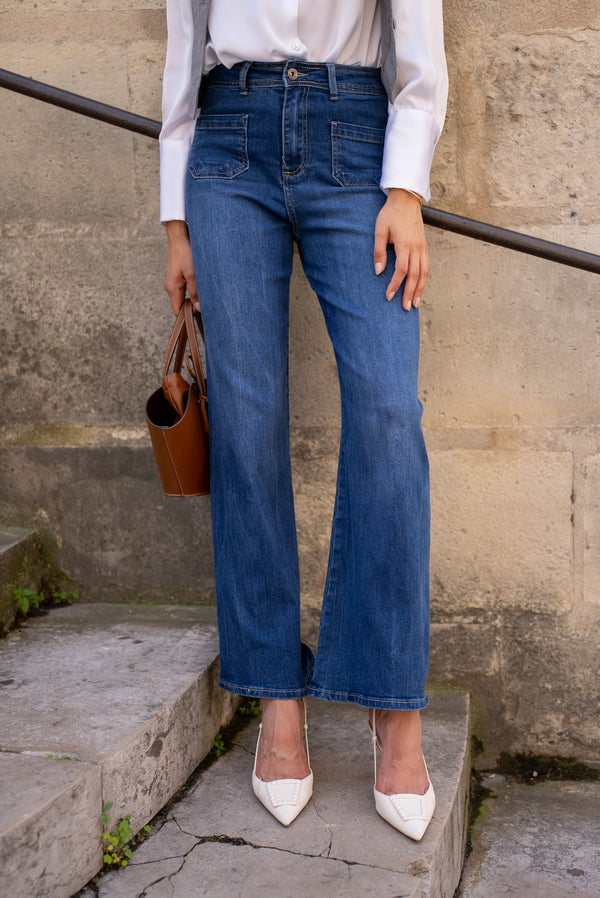 Color:Jean bleu fonce,Jean Vintage Coupe Large - Jean Femme - Place du jour