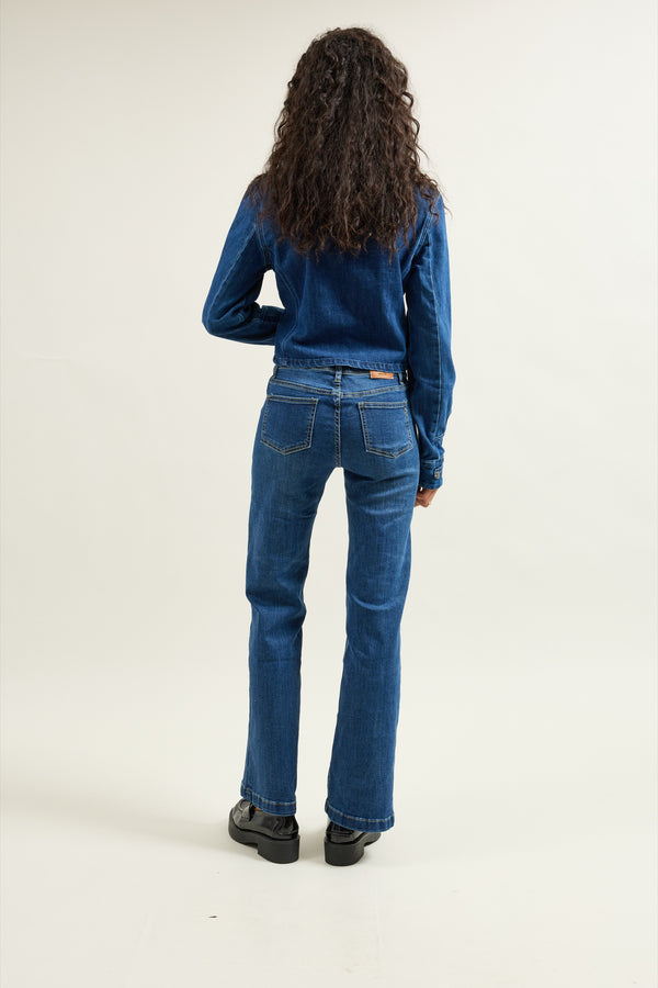 Color:Jean bleu foncé,Jean Large Grande Poche - Jean Femme - Place du Jour