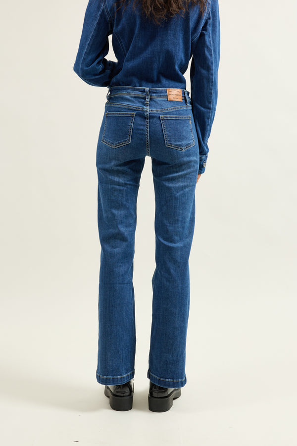 Color:Jean bleu foncé,Jean Large Grande Poche - Jean Femme - Place du Jour