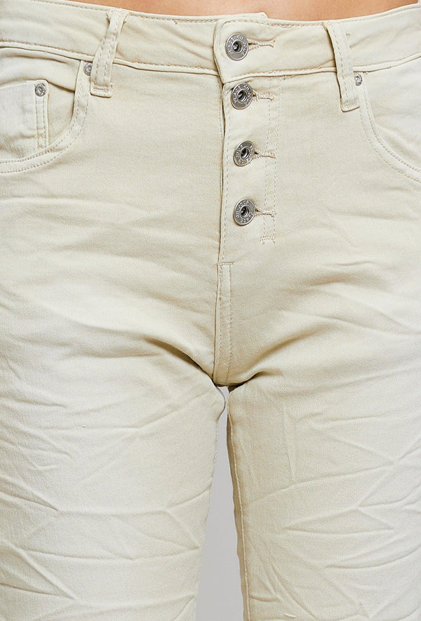 Pantacourt Rachel en JoggJeans à Boutons Couleurs