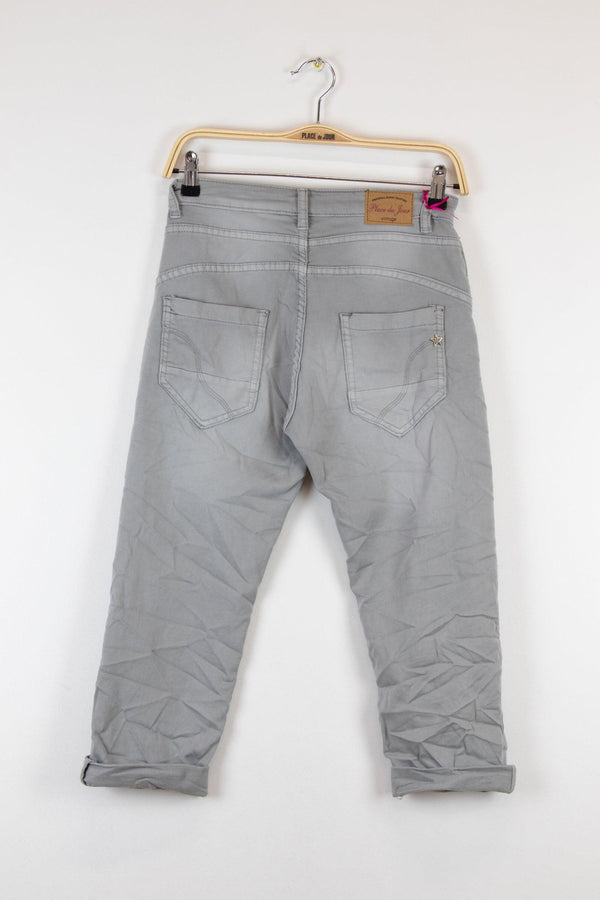 Color:Gris , Pantacourt en JoggJeans à Boutons - Pantacourt Femme - Place du jour