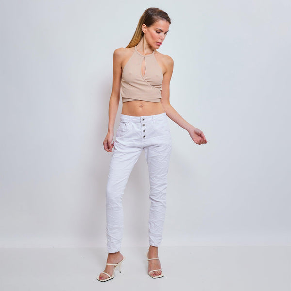 Pantalon Boyfriend Stretch Couleur