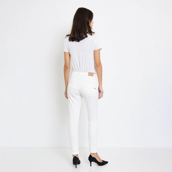 Color:Ecru ,Classique Boyfriend Stretch en Joggjeans - Pantalon couleur femme - Place du jour