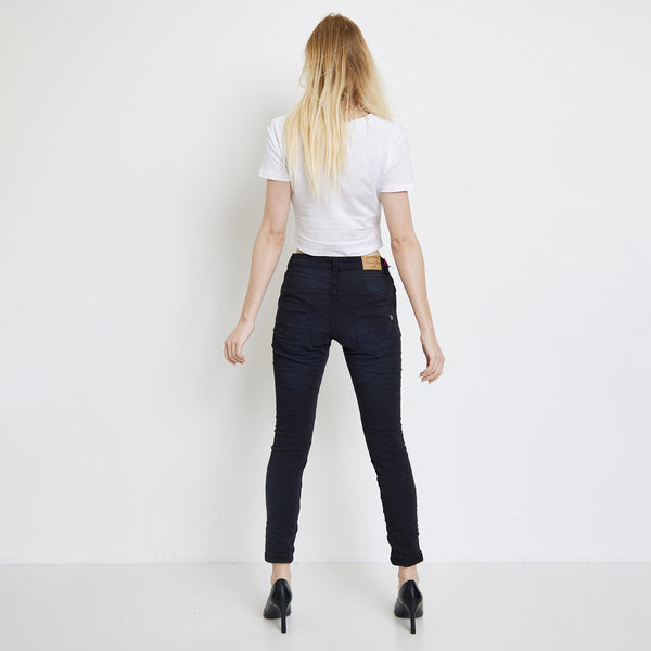 Color:Noir ,Classique Boyfriend Stretch en Joggjeans - Pantalon couleur femme - Place du jour