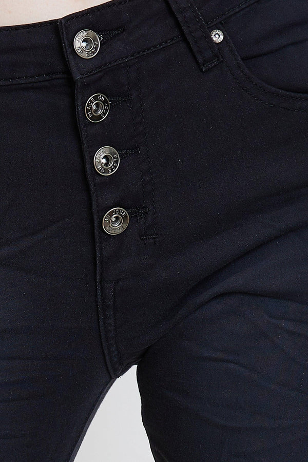 Color:Noir ,Classique Boyfriend Stretch en Joggjeans - Pantalon couleur femme - Place du jour