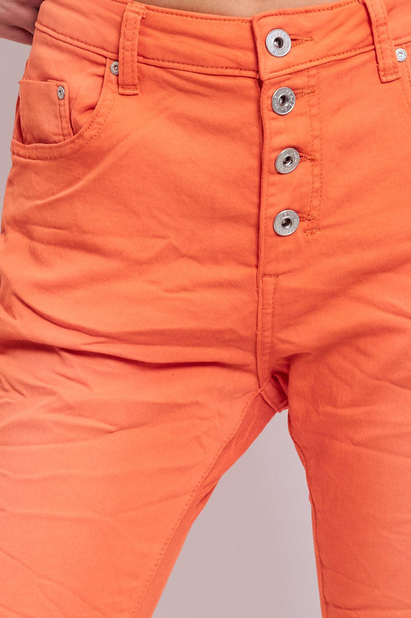 Color:Orange ,Classique Boyfriend Stretch en Joggjeans - Pantalon couleur femme - Place du jour