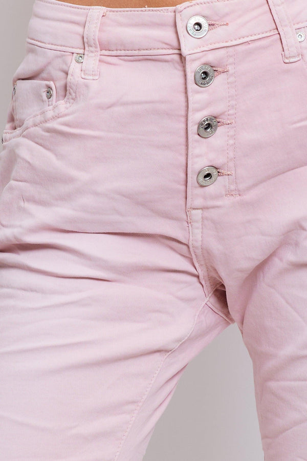 Color:Pink ,Classique Boyfriend Stretch en Joggjeans - Pantalon couleur femme - Place du jour