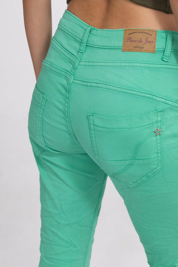Color:Vert clair ,Classique Boyfriend Stretch en Joggjeans - Pantalon couleur femme - Place du jour