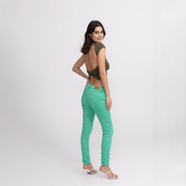 Color:Vert clair ,Classique Boyfriend Stretch en Joggjeans - Pantalon couleur femme - Place du jour