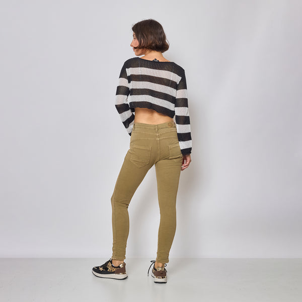 Color:Taupe ,Classique Boyfriend Stretch en Joggjeans - Pantalon couleur femme - Place du jour