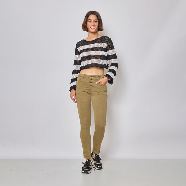 Color:Taupe ,Classique Boyfriend Stretch en Joggjeans - Pantalon couleur femme - Place du jour