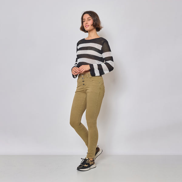Color:Taupe ,Classique Boyfriend Stretch en Joggjeans - Pantalon couleur femme - Place du jour