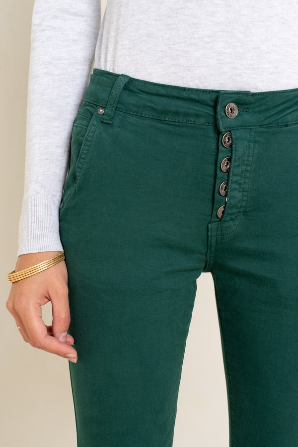 Color:Vert fonce,Boyfriend Numéro 68 Revers Dorés - Pantalon Couleurs Femme - Place du jour