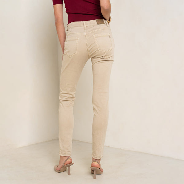 Color:Beige fonce,Boyfriend Numéro 68 Revers Dorés - Pantalon Couleurs Femme - Place du jour