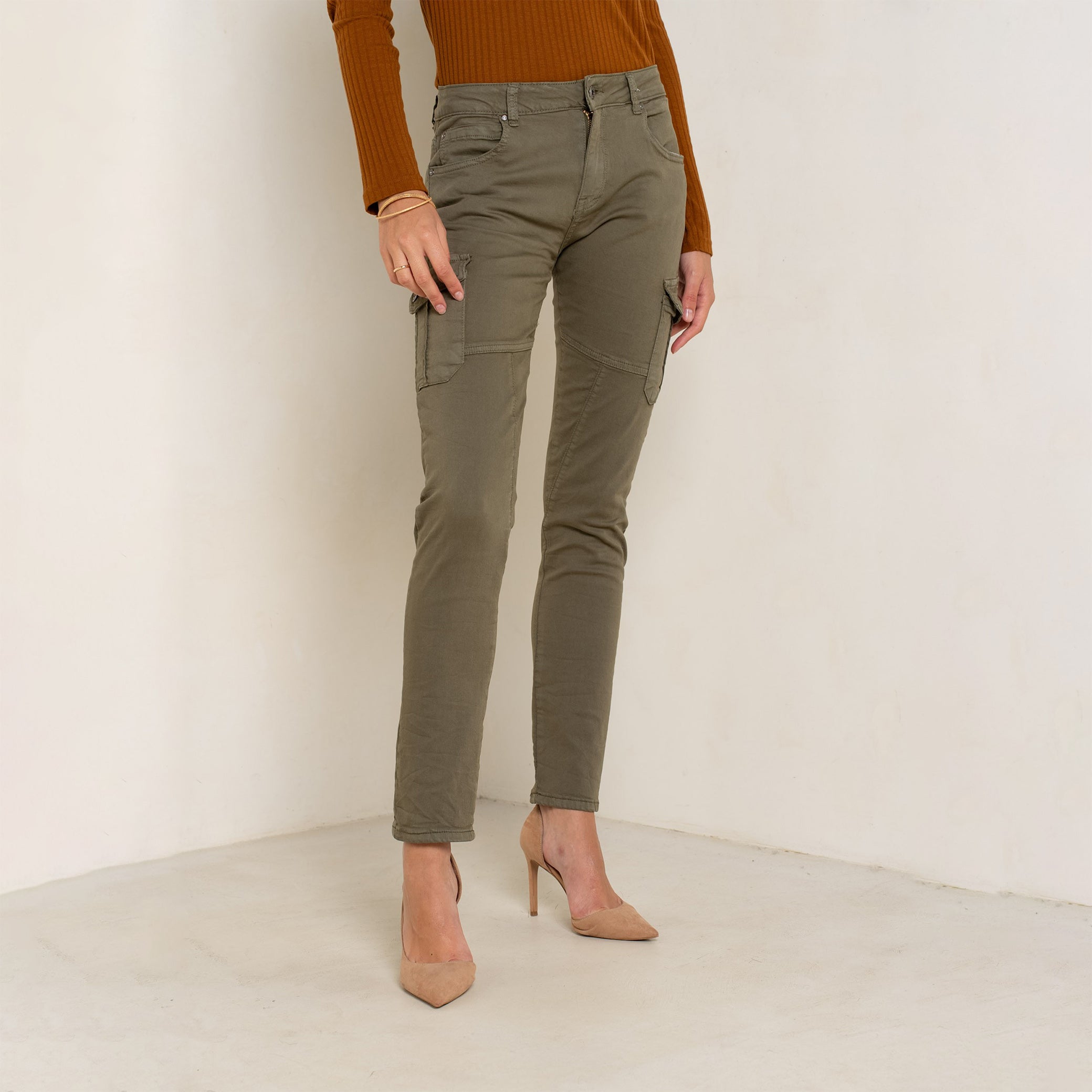 Kaki fonce,Pantalon Cargo Boyfriend Classique - Cargo femme - Place du jour Kaki fonce,Pantalon Cargo Boyfriend Classique - Cargo femme - Place du jour