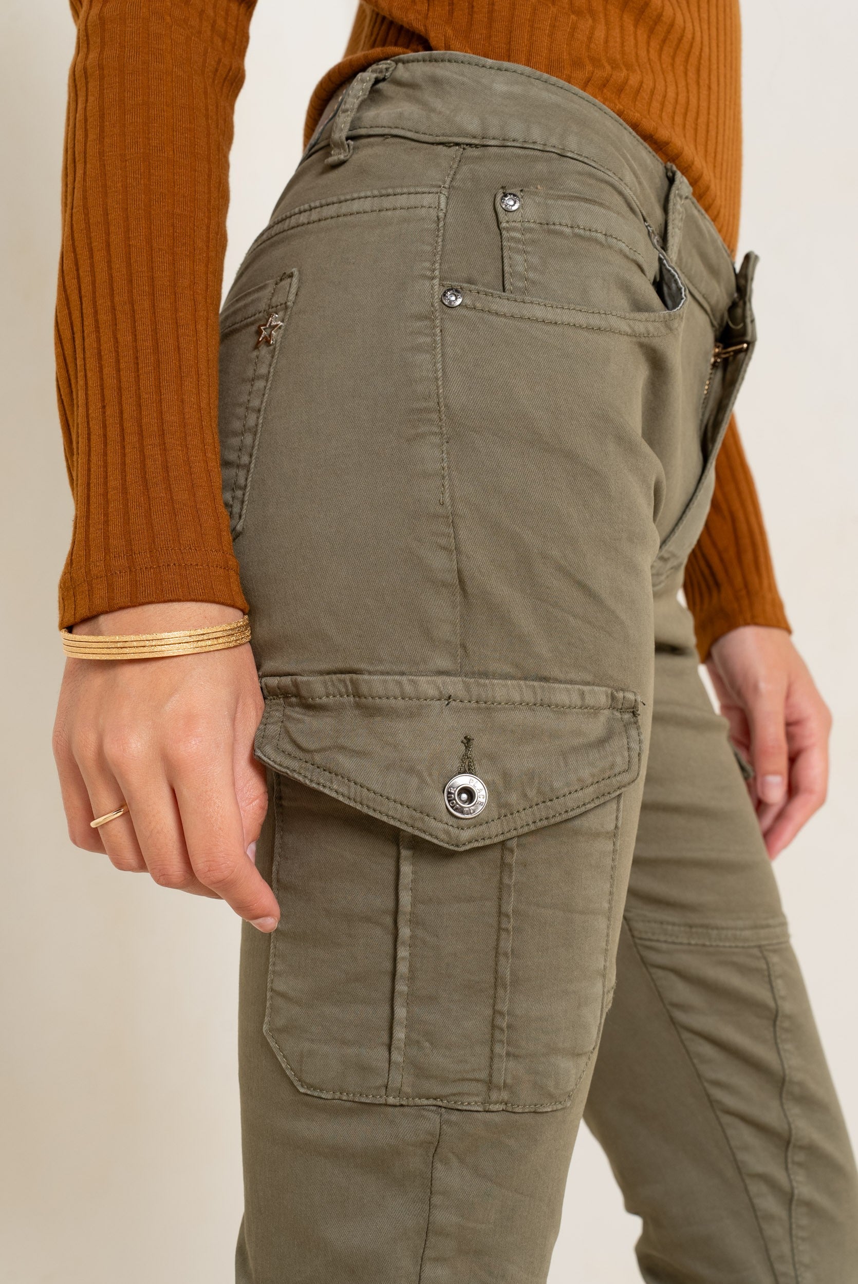 Kaki fonce,Pantalon Cargo Boyfriend Classique - Cargo femme - Place du jour Kaki fonce,Pantalon Cargo Boyfriend Classique - Cargo femme - Place du jour