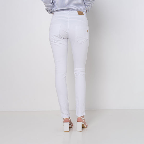 Color:Blanc ,Boyfriend Taille Haute à Boutons - Jean femme - Place du jour