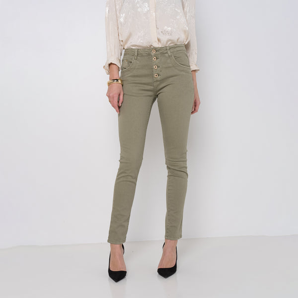 Boyfriend Taille Haute à Boutons