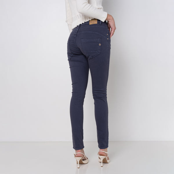 Color:Marine ,Boyfriend Taille Haute à Boutons - Jean femme - Place du jour
