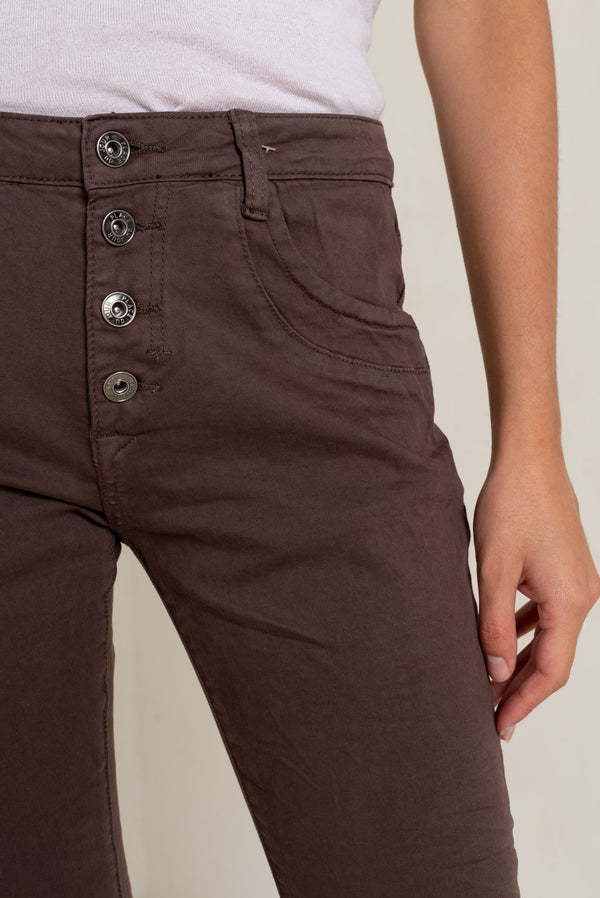 Boyfriend Taille Haute à Boutons