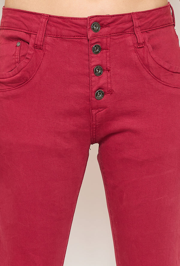 Boyfriend Taille Haute à Boutons